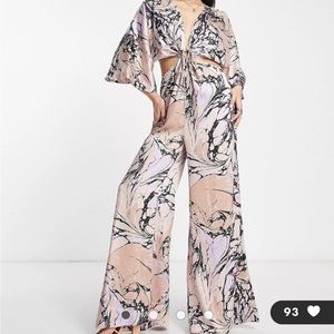 COPY - ASOS Marble Kimono sleeve Satin Jumpsuit